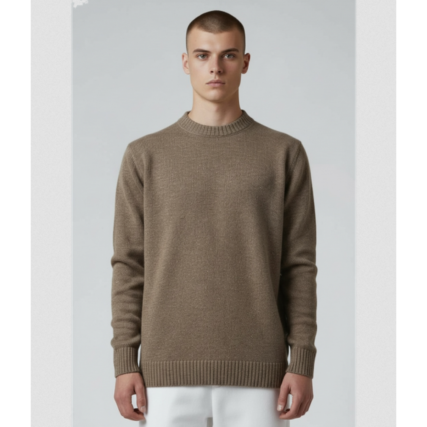 Life Style Butiken Ανδρικό Πουλόβερ Με Στρογγυλή Λαιμόκοψη LS11529 Καφέ